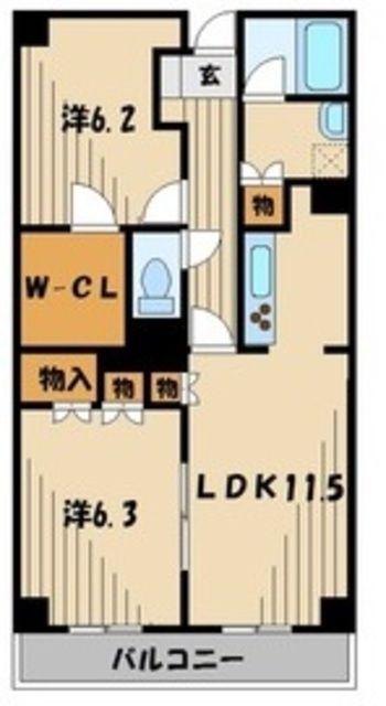 チェリー・アベニュー(2SLDK/2階)の間取り写真