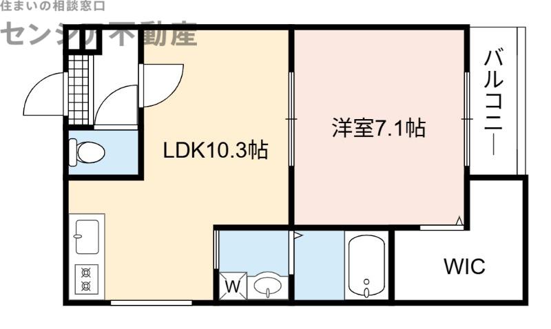 JTガーデン徳庵(1LDK/1階)の間取り写真