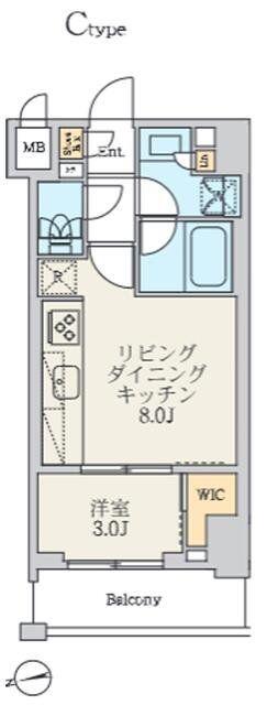 クレストコート北千住レジデンス(1LDK/9階)の間取り写真