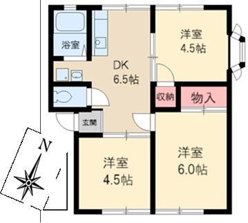 コーポSK下溝(3DK/1階)の間取り写真