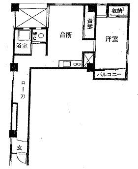 レジデンスフジワラ(1LDK/5階)の間取り写真