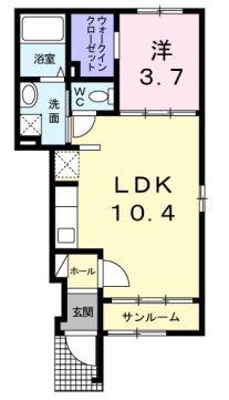 サンリット(1LDK/1階)の間取り写真
