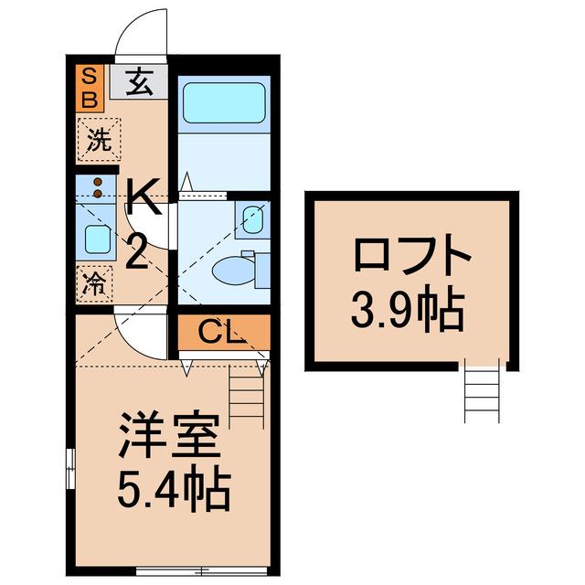 LAVIEBELLE横浜白楽(1K/2階)の間取り写真