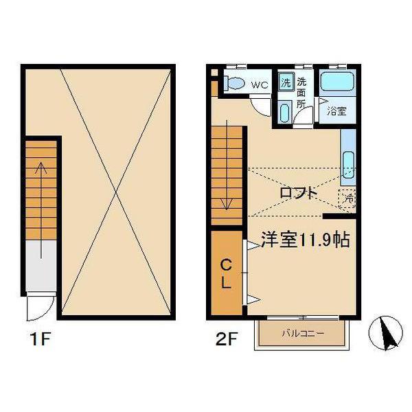 ルシーユ(ワンルーム/2階)の間取り写真