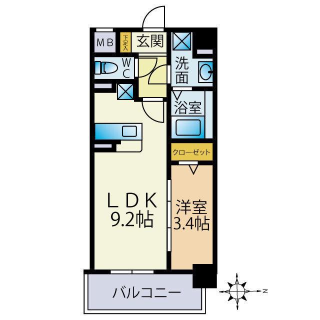 ウッドハーツ(1LDK/3階)の間取り写真