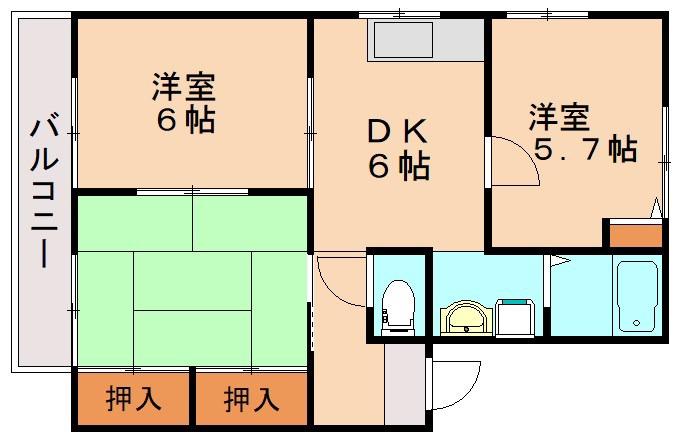 フレンド・ハイツ(3DK/1階)の間取り写真