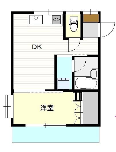 パレット(1DK/2階)の間取り写真