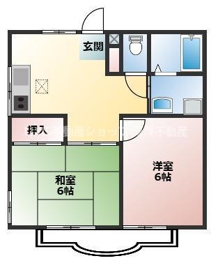 サンフラワーハイツ(2DK/2階)の間取り写真