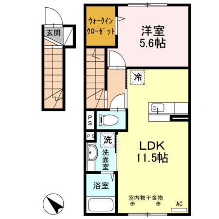 シンフォニー(1LDK/2階)の間取り写真