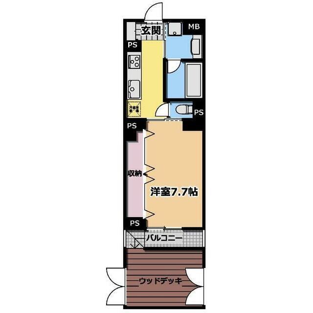 ラ・ヴィスタ西新宿II 部屋番号103(1K/1階)の間取り写真
