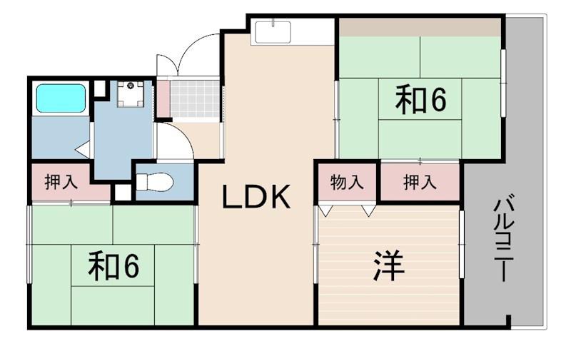 サニーハイツ高台(3LDK/2階)の間取り写真