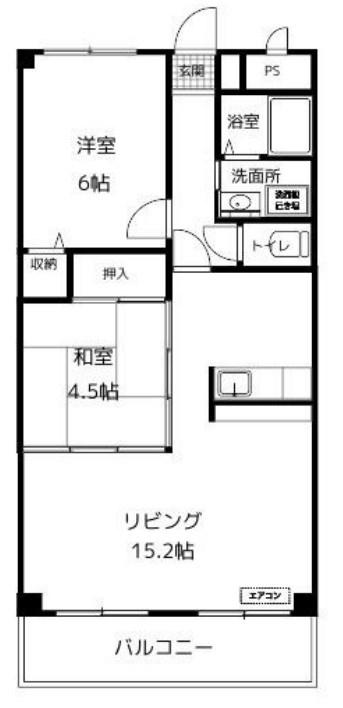 スタットニューヘン英賀保(2LDK/1階)の間取り写真