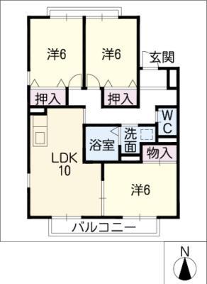 名鉄各務原線 手力駅 徒歩31分 2階建 築33年(3LDK/1階)の間取り写真