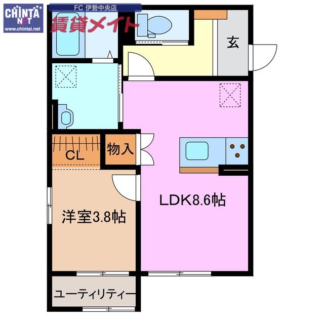 ONE小俣(1LDK/2階)の間取り写真