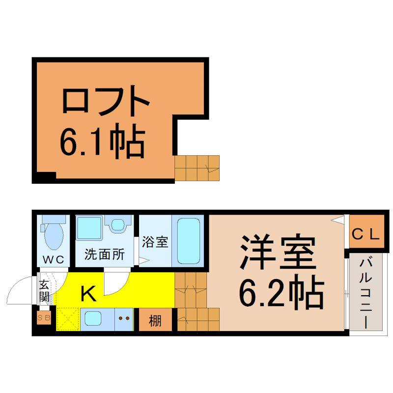 シエストリーナ壱番館(1K/1階)の間取り写真