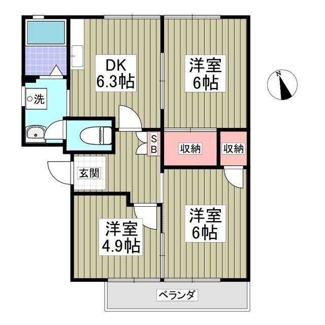 エスペランサ豊城B(3DK/1階)の間取り写真