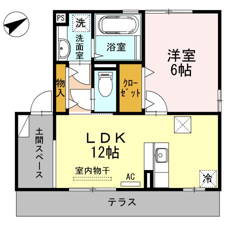 サンクスCY(1LDK/1階)の間取り写真