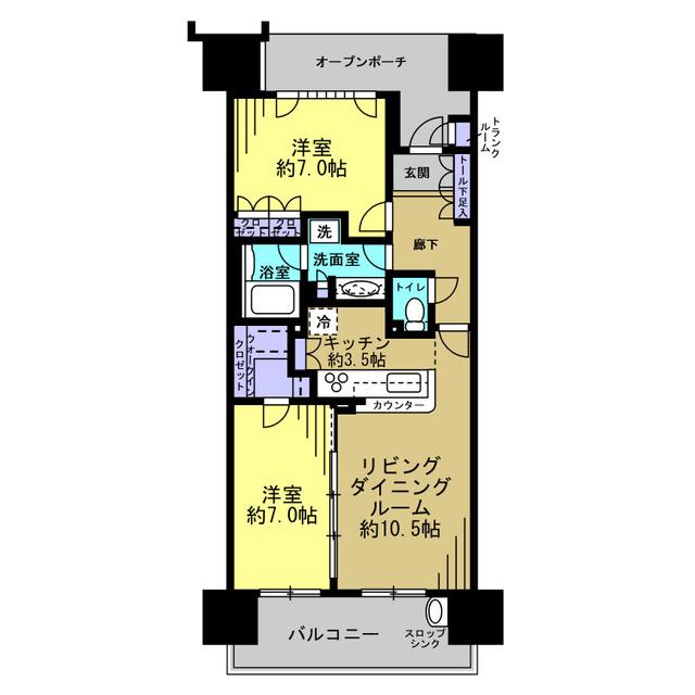東京フロントコート A(2LDK/7階)の間取り写真