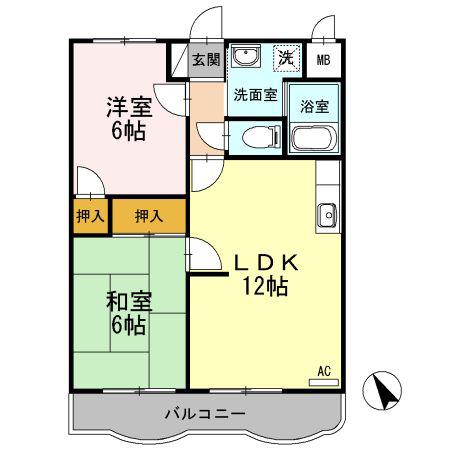 コモドハイツ(2LDK/3階)の間取り写真