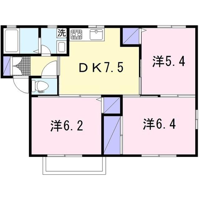 メルベーユI(3DK/2階)の間取り写真