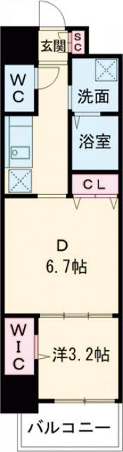 メイクス大阪鶴見(1DK/9階)の間取り写真