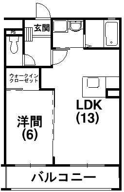 エクセルシア(1LDK/1階)の間取り写真