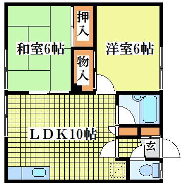 桑島マンションA(2LDK/2階)の間取り写真