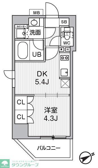 CAVANA浅草橋(1DK/4階)の間取り写真