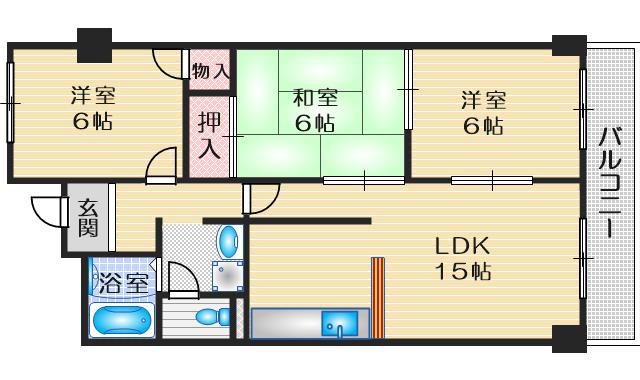 ウエストアップ少路(3LDK/3階)の間取り写真