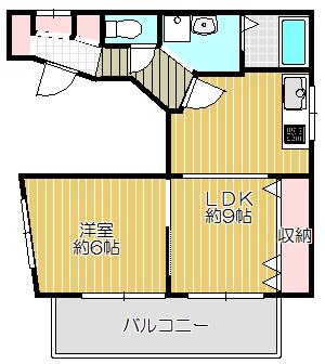 6丁目アパートメント(1LDK/3階)の間取り写真