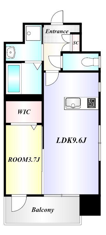 MID TERRACE(1LDK/6階)の間取り写真