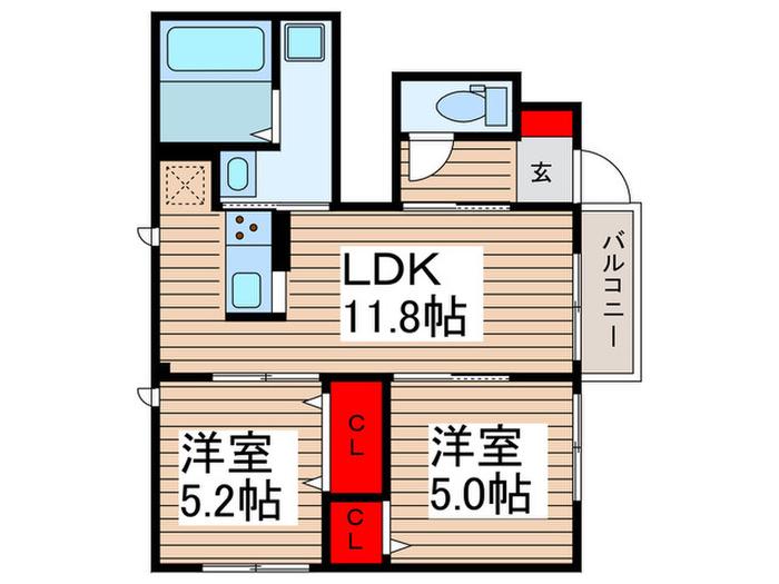 リベルテ(2LDK/1階)の間取り写真