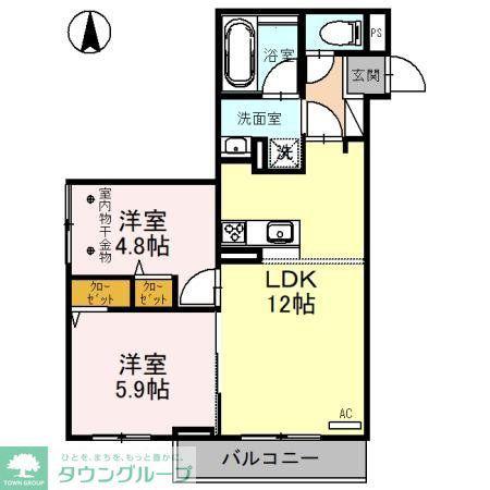 D-RESIDENCE所沢(2LDK/3階)の間取り写真
