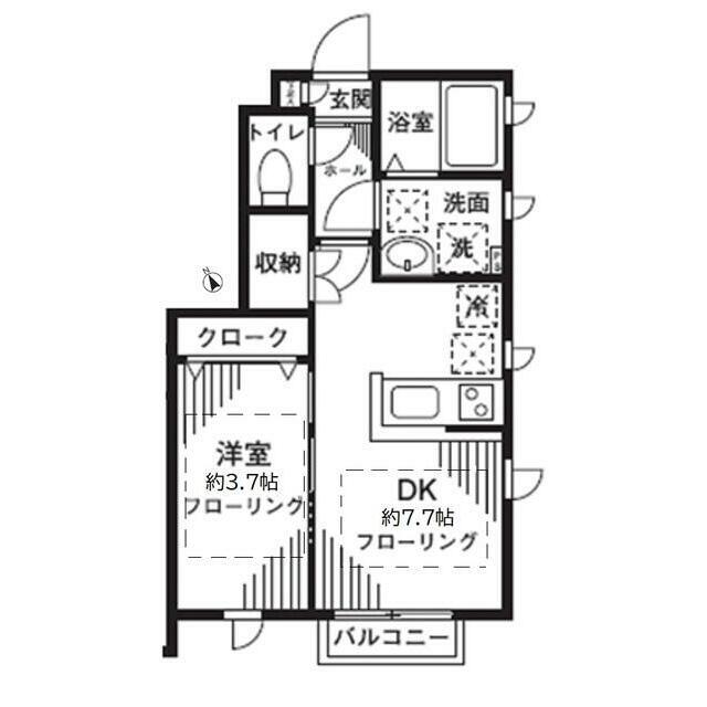 アンソレイユ経堂(1DK/1階)の間取り写真