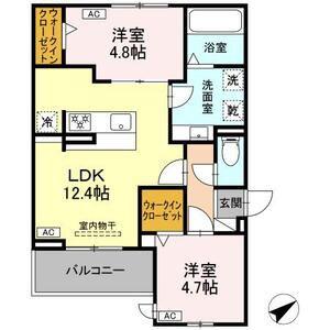 ルヴィータ川名(2LDK/2階)の間取り写真