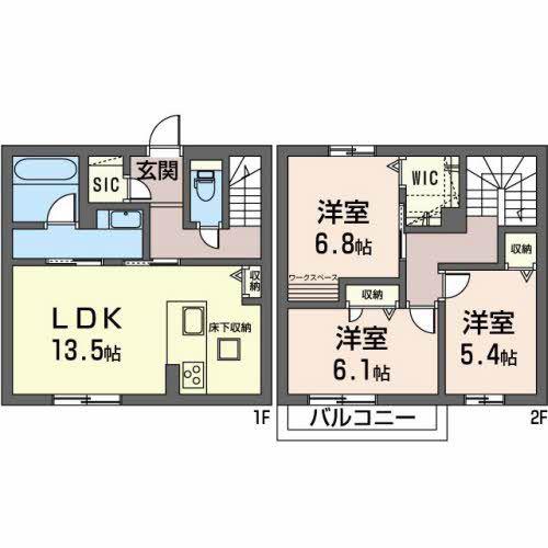 プリムヴェール(3LDK/1階)の間取り写真