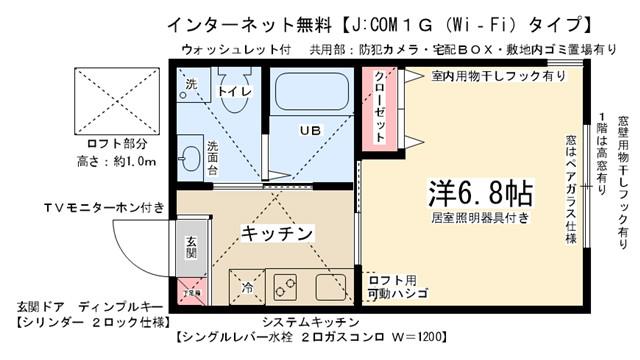 ロワール古淵(1K/1階)の間取り写真