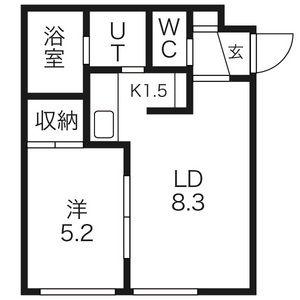 MOCO BLACK(1LDK/4階)の間取り写真