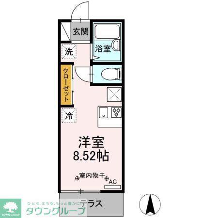セジュール三鷹(ワンルーム/1階)の間取り写真