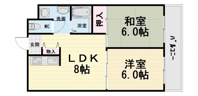 セントエルモ高石(2LDK/6階)の間取り写真