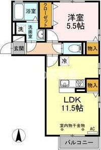ジュネス(1LDK/2階)の間取り写真