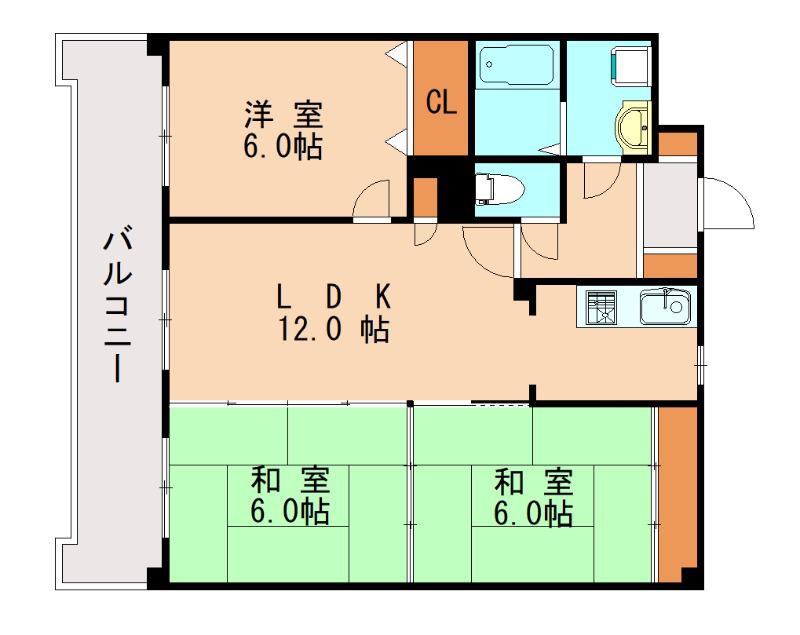 パインヒルズ奈多(3LDK/3階)の間取り写真