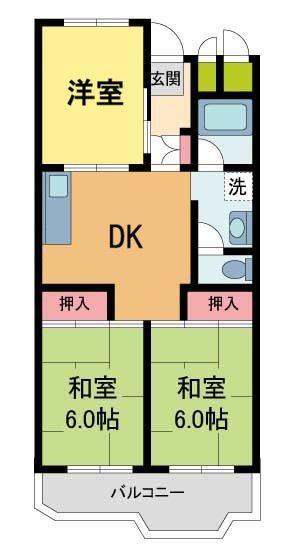 安倉団地6号棟(3DK/1階)の間取り写真