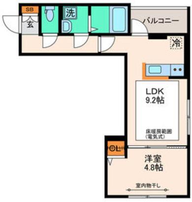 パセオプラシード泉中央(1LDK/3階)の間取り写真