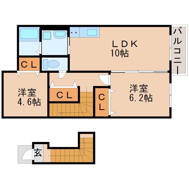 CASA RAFFINATO(2LDK/2階)の間取り写真