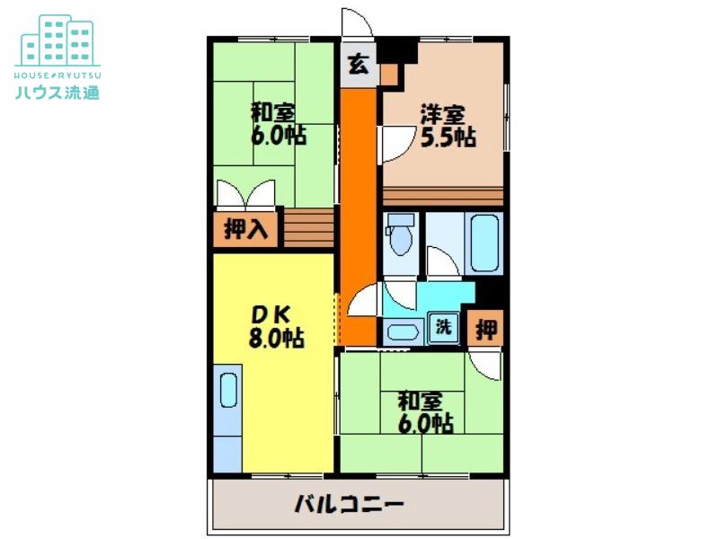 ソレアード滑石(3LDK/2階)の間取り写真