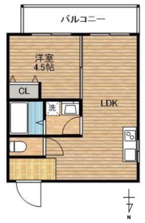テラノコーポ(1LDK/2階)の間取り写真