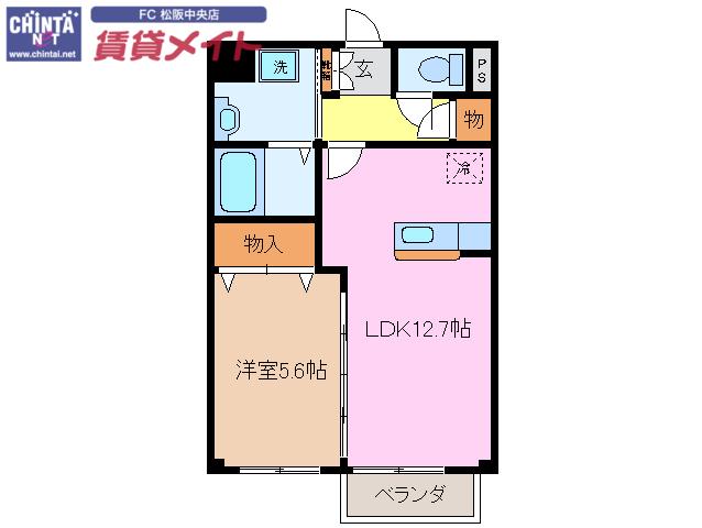 ルーチェ塚本(1LDK/2階)の間取り写真