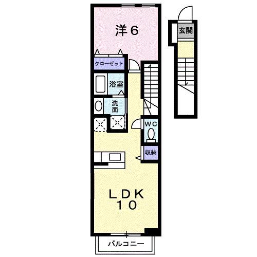 トライアン・ファント B(1LDK/2階)の間取り写真