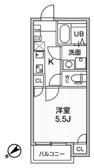 T′S CUOREお花茶屋(1K/3階)の間取り写真